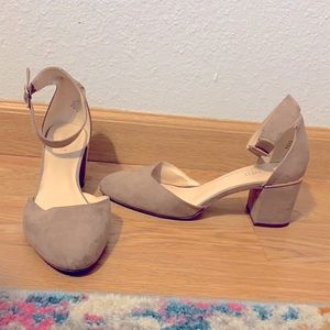Nine West Tan Micro Suede Block Heels